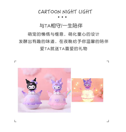 Sanrio Kuromi Cinnamonroll Moon Veilleuse LED Kawaii 3D Dessin Animé Ornement Mignon Beauté Chambre Veilleuse Lampe De Chevet Décor