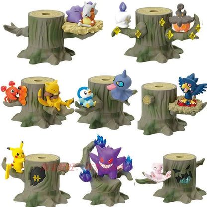 Figurine Pokémon en forme de souche d'arbre, jouet d'Halloween, Gengar, monstre de poche, Pikachu, forêt, figurine d'action, modèle animé, jouet pour enfant, cadeau