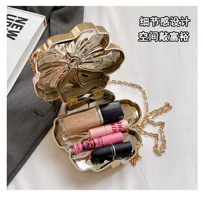 Acrylic Bag For Women Flower Shoulder Bag Fashion Chain Box Crossbody Bag