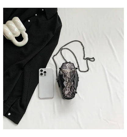 Halloween Cross Skull Printing Shoulder Bag Women Small Chain Crossbody Bag New Harajuku Small Square Bag