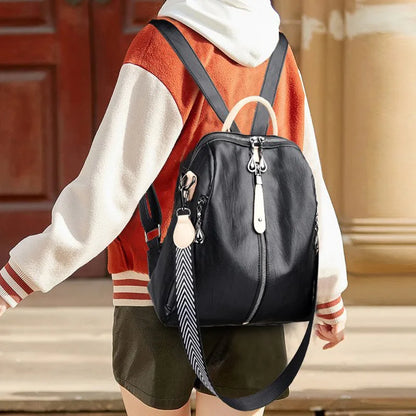 New Women Backpacks Soft Leather Backpack Fashion Anti-theft Shoulder School Bag For Girls Quality Sheepskin Female Travel Bag