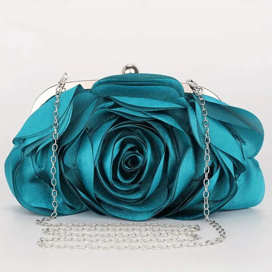 Fashion Flower Bride Small Clip Shell Purses Wedding Shoulder Crossbody Bags Elegant Evening Party Clucth Bag Female Sac 2024