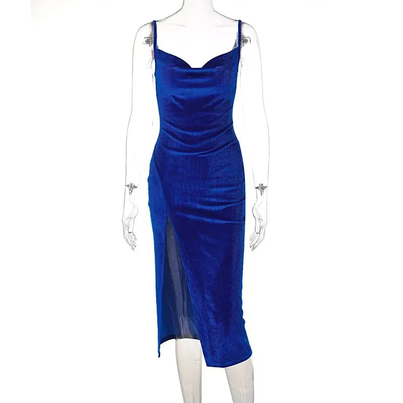 Vestido midi ajustado de terciopelo elegante para mujer, otoño e invierno 2024, para fiesta, club, noche, ropa de calle, artículos al por mayor para negocios