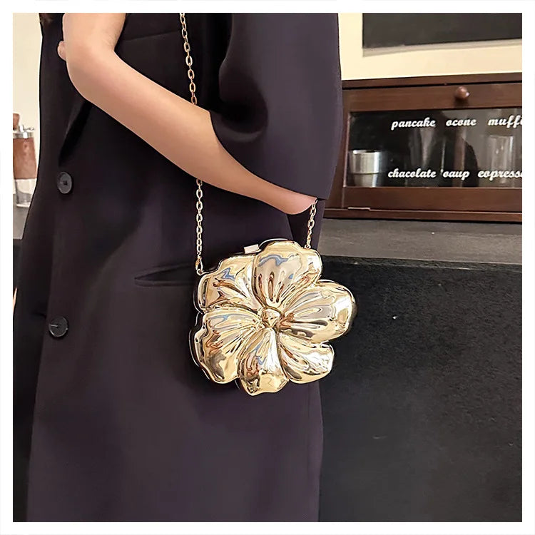 Acrylic Bag For Women Flower Shoulder Bag Fashion Chain Box Crossbody Bag