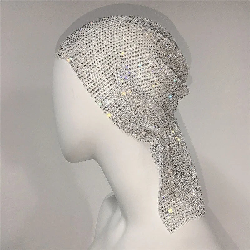 Glitter Rhinestone Woman Headscarf Diamond Elastic Hair Scarf Outdoor Clubwear Headwear Dropshipping Wholesale