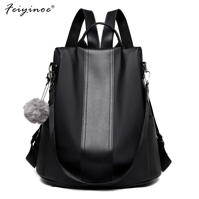 Women Backpack Fashion School Bags for Teenager Girls Casual Women Black Backpacks High Quality PU Leather Solid Bag Soft Handle