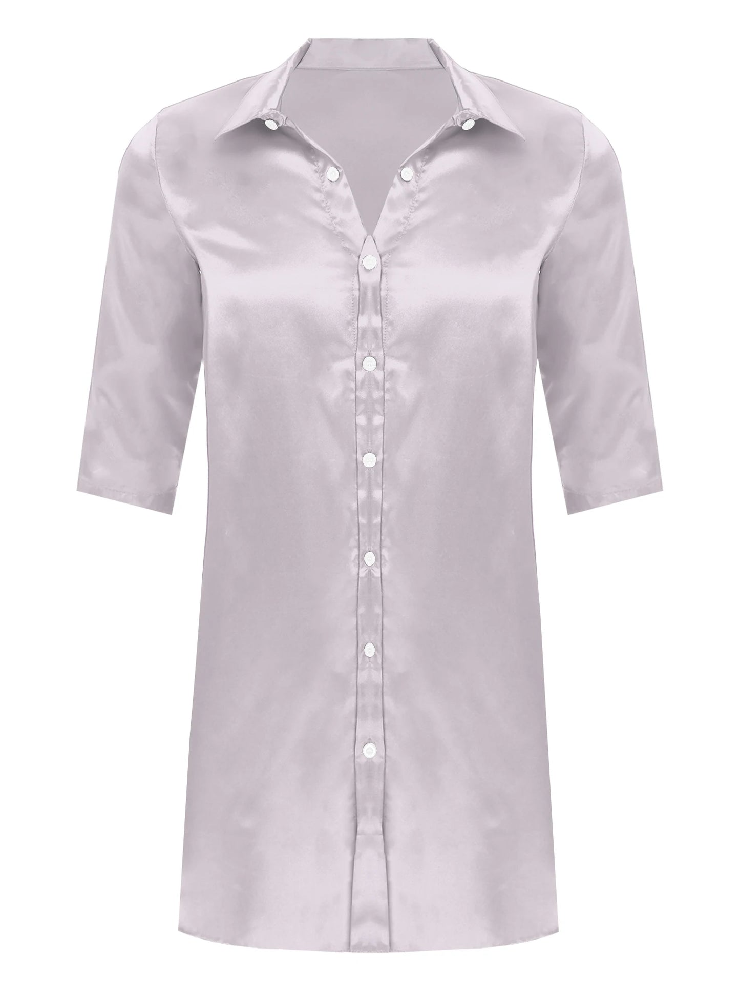 Chemise en satin de soie pour homme Sissy, couleur unie, longue robe portefeuille, peignoir, kimono, chemise de nuit, pyjama, vêtements de nuit, vêtements de détente