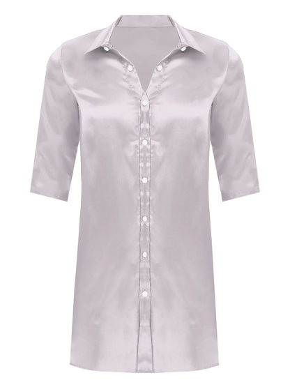 Chemise en satin de soie pour homme Sissy, couleur unie, longue robe portefeuille, peignoir, kimono, chemise de nuit, pyjama, vêtements de nuit, vêtements de détente