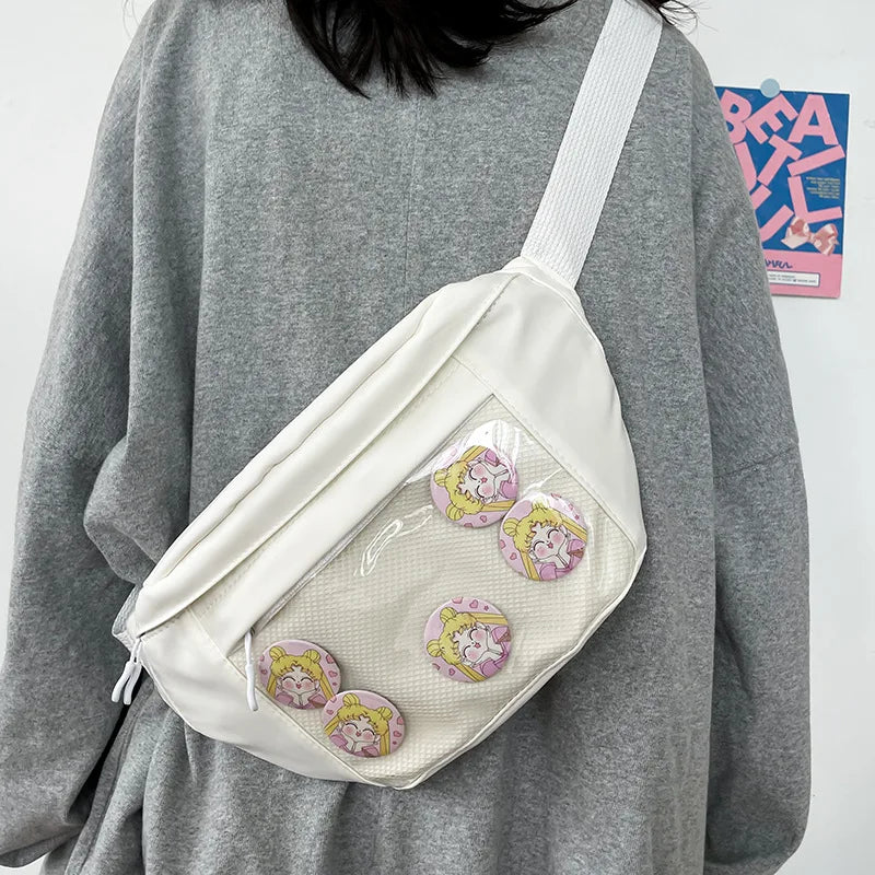 Bolso de pecho japonés kawaii para mujer, bolso cruzado transparente, bolso de mano para mujer, bolso de hombro, bolso de cintura, novedad de 2023