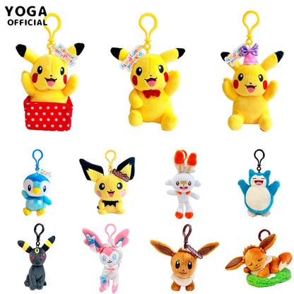 10-13cm Pokemon Plush Toys Pikachu Evee Keychain Pendant Doll Anime Figures Toy Xmas Gift