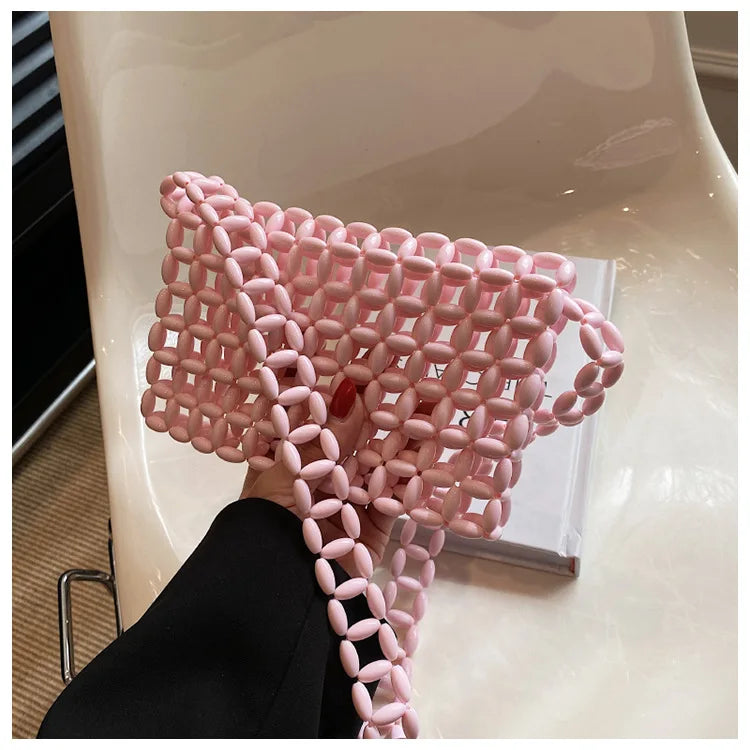 Summer Small Bag New 2023 Candy Color Envelope Bag Hand Made Hollow Woven Shoulder Bag