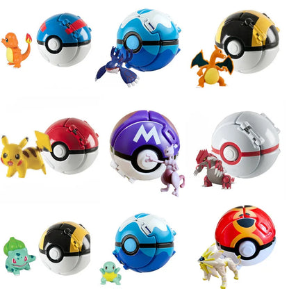 Figurine d'anime Pokemon Ball Pokeball Pikachu Squirtle Pocket Monster Variant Pokémon Elf Ball Toy Action Model Gift Achat en gros