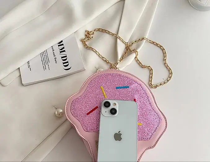 Ice CreamShape Shoulder Bag Style Cartoon Sequins Crossbody Bag Women Cute Chain Small Handbag