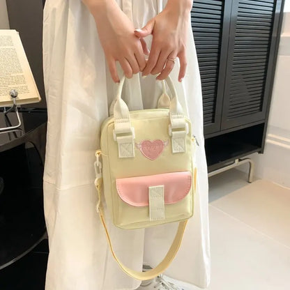 Bolso Ita de estilo japonés Kawaii para mujer, de PVC transparente, de 20 cm, con forma de muñeca, de doble cara, con forma de corazón, tipo bandolera, carteras y bolsos de mano