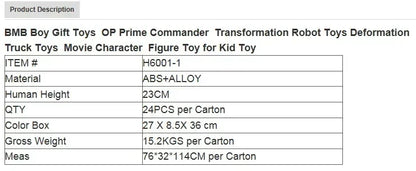 Transformación Voyager Opt Prime Auto Robot SS38 OP Sai Star Commander Camión Deformación Juguetes