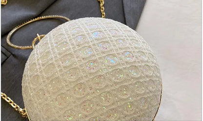 Women Evening Day Clutch Colorful Crystal Diamonds Round Ball Shaped Clutches Lady Handbag Wedding Purse Chain Shoulder Bag