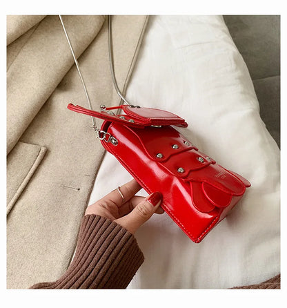 Funny Crayfish Shape Pu Shoulder Bag For Women Summer Red Phone Bag Girls' Chain Small Crossbody Bag