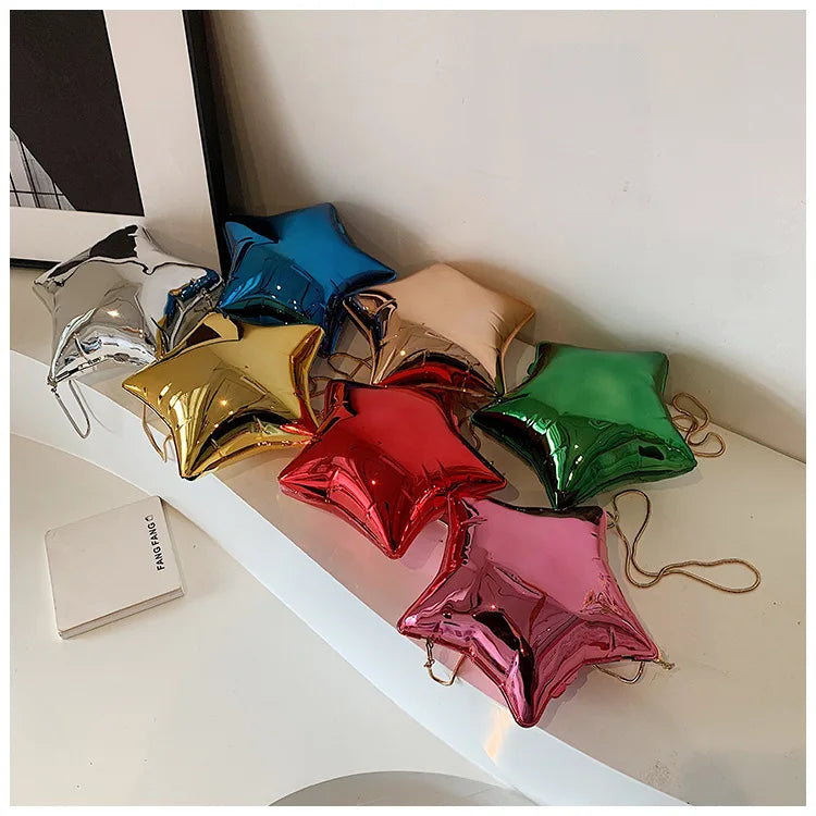 Fashion Acrylic Five Pointed Star Crossbody Bag for Women Candy Color Box Shoulder Bags Cute Funny Chains Small Female Purses