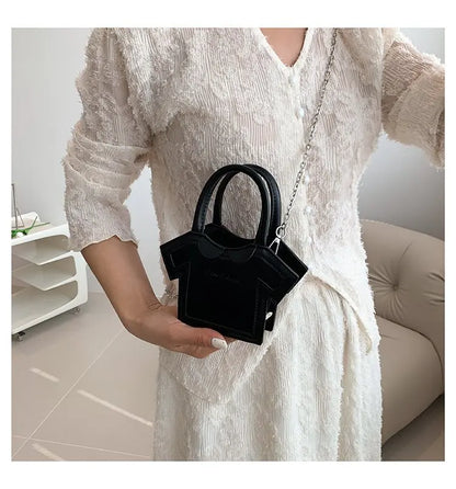 Bolso de hombro pequeño para mujer, bolso con forma de ropa para niñas, mini bolso cruzado con cadena estilo camiseta, bolso portátil de verano para teléfono