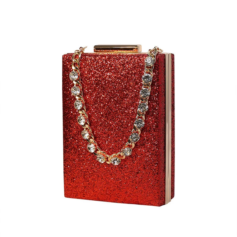 Bolso de cena con cadena de diamantes de imitación, pequeño bolso cuadrado para mujer, bolso pequeño para banquete de celebridades, bolso de noche para mujer, bolso de boda