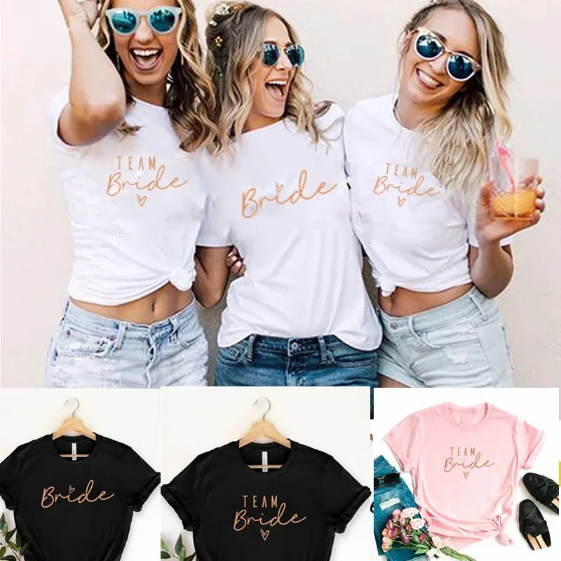 T-shirts pour femmes Flower Team Bride To Be Squad 2024 EVJF Hen Party Bachelorette Girl Wedding Tops Tees