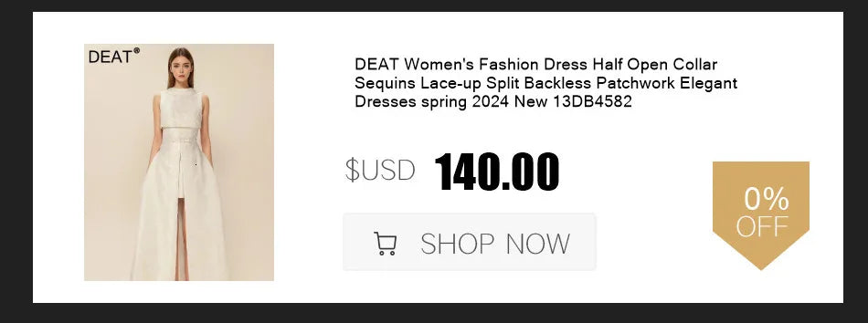 DEAT Fashion Vestido camisero para mujer, cuello redondo, mangas cortas, cremallera, dobladillo decorado con lunares, vestidos sueltos empalmados, verano 2024, nuevo 7AB3945