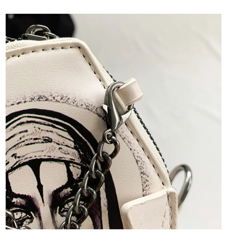 Halloween Cross Skull Printing Shoulder Bag Women Small Chain Crossbody Bag New Harajuku Small Square Bag