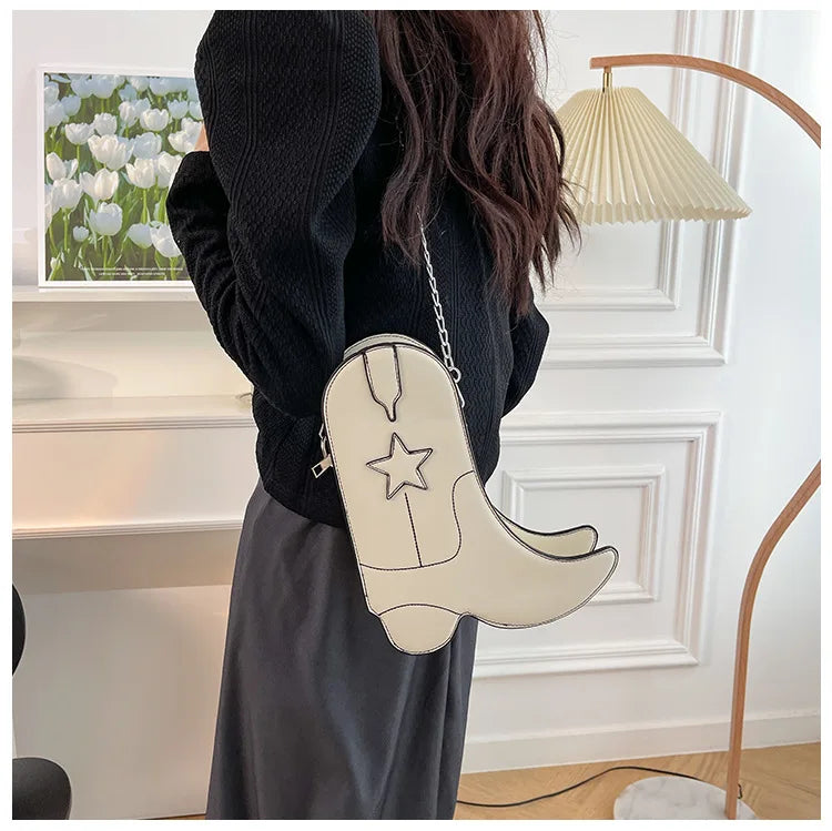 Fashion Funny Long Boots Shaped Handbag Women's Creative Leather Single Shoulder Bag Gothic Personalized Party Mujer Femme Bag