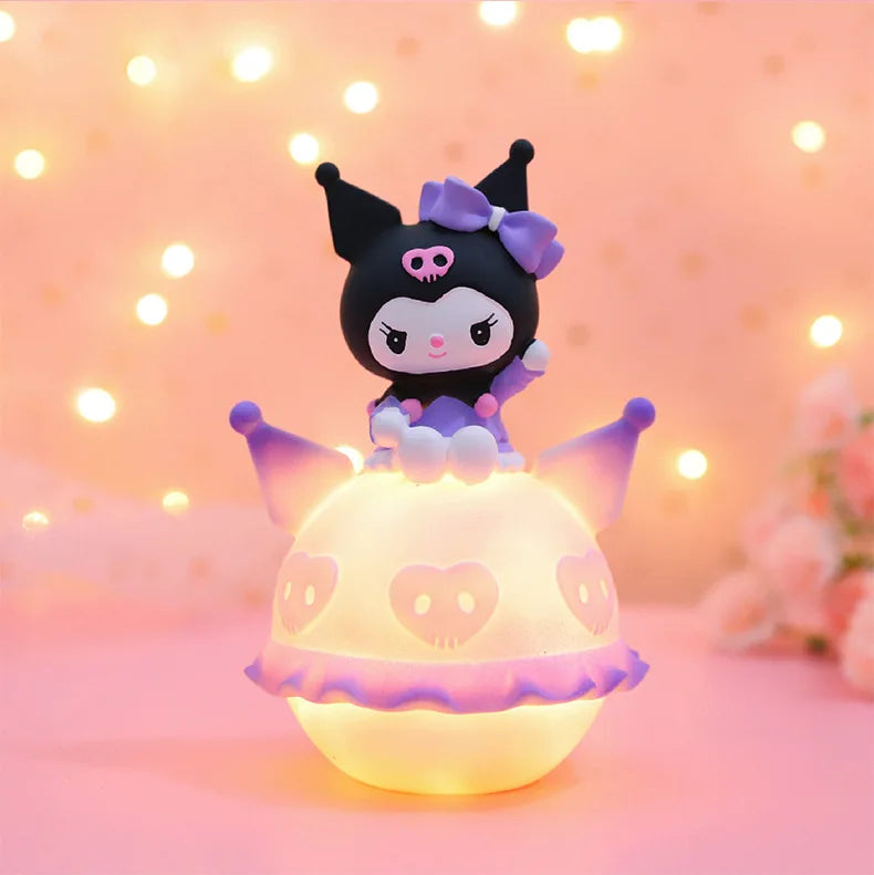 Sanrio Kuromi Cinnamonroll Moon Veilleuse LED Kawaii 3D Dessin Animé Ornement Mignon Beauté Chambre Veilleuse Lampe De Chevet Décor