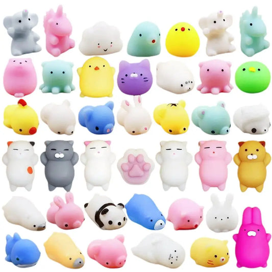 5-50 piezas de juguetes blandos Kawaii Squishy Mochi Anima para niños, pelotas antiestrés, juguetes para aliviar el estrés para fiestas de cumpleaños