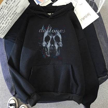 Sudadera con capucha de la banda Deftones, estilo retro, punk, gótico, grunge, con estampado de calaveras, ropa de calle, otoño e invierno, para hombre y mujer, jersey negro