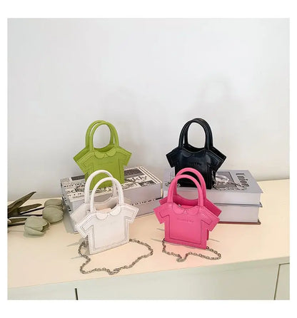 Bolso de hombro pequeño para mujer, bolso con forma de ropa para niñas, mini bolso cruzado con cadena estilo camiseta, bolso portátil de verano para teléfono