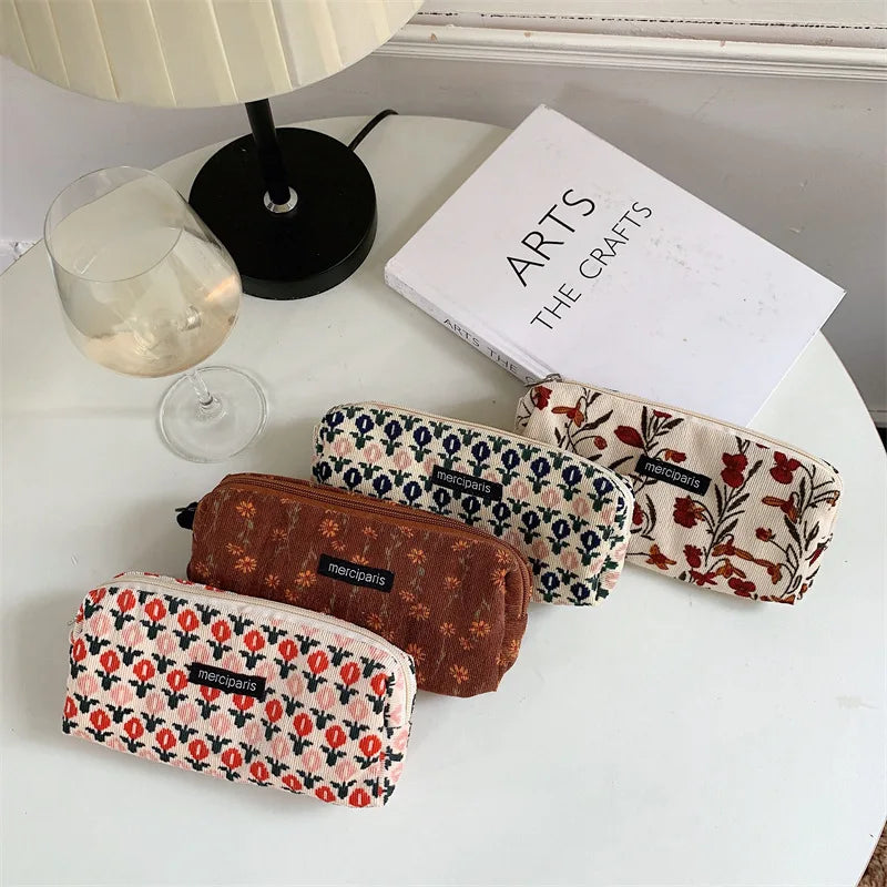 Japanese Style Plaid Cosmetic Bag Women Canvas Handbags Purse Organizer Pencil Bags Lipstick Bag Makeup Bag Women Leopard Bag