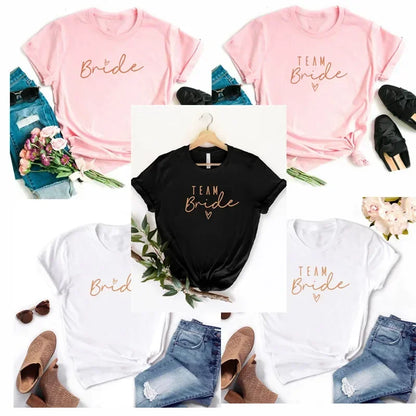 T-shirts pour femmes Flower Team Bride To Be Squad 2024 EVJF Hen Party Bachelorette Girl Wedding Tops Tees