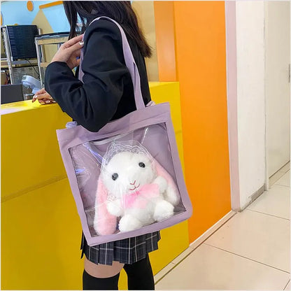 Japanese Preppy Style Itabag Women PVC Transparent Bags ita bag Shoulder Bag Tote Bag Purses and Handbags Student Book Jelly Bag