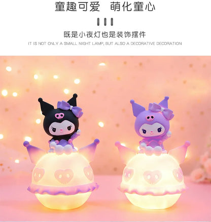 Sanrio Kuromi Cinnamonroll Moon Veilleuse LED Kawaii 3D Dessin Animé Ornement Mignon Beauté Chambre Veilleuse Lampe De Chevet Décor