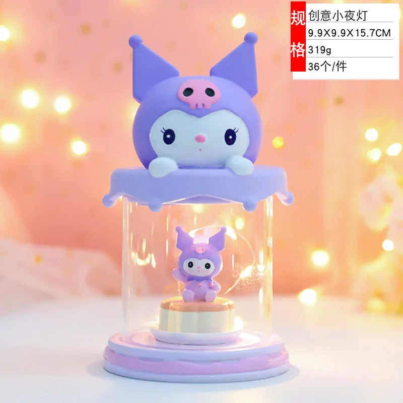 Sanrio Kuromi Cinnamonroll Moon Veilleuse LED Kawaii 3D Dessin Animé Ornement Mignon Beauté Chambre Veilleuse Lampe De Chevet Décor