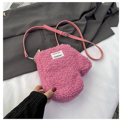 Bolso de hombro pequeño con forma de guante de moda, bolso de mano de felpa para mujer, bolso de diseñador de marca, lindo bolso cruzado para mujer, monedero, novedad de 2024