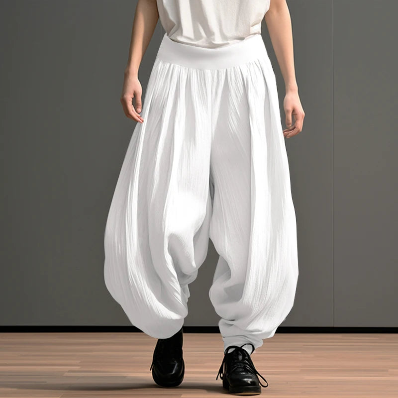 2024 Hommes Pantalons Jambes Larges Couleur Unie Taille Élastique Lâche Pantalons Décontractés Hommes Surdimensionnés Streetwear Mode Pantalons Longs S-5XL INCERUN