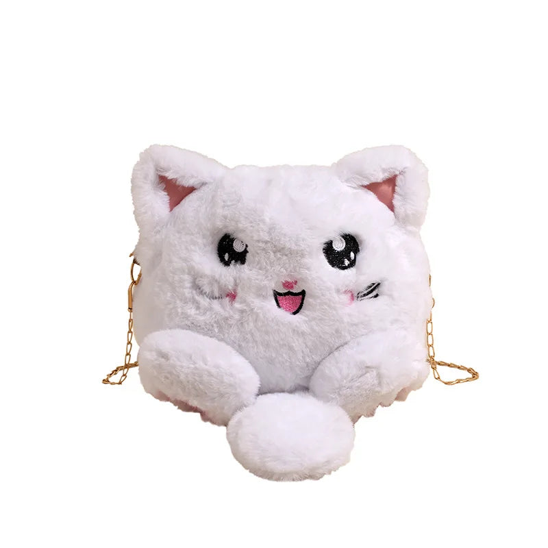 Bolso estilo japonés rosa kawaii para mujer, bolso de hombro de felpa con dibujos de gato para mujer, bolso cruzado, bolso pequeño para teléfono y cartera, novedad de 2024