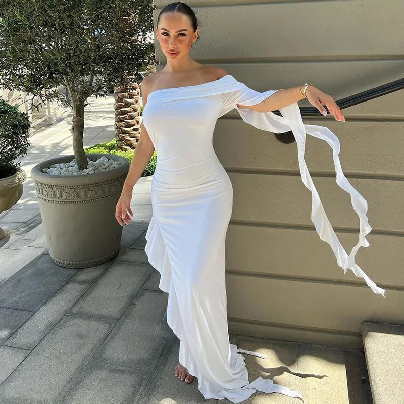 Dulzura One Shoulder Ruffle Maxi Dress Irrigrual Party Long Dress Evening Birthday Clothes Elegant Outfits 2023 Summer