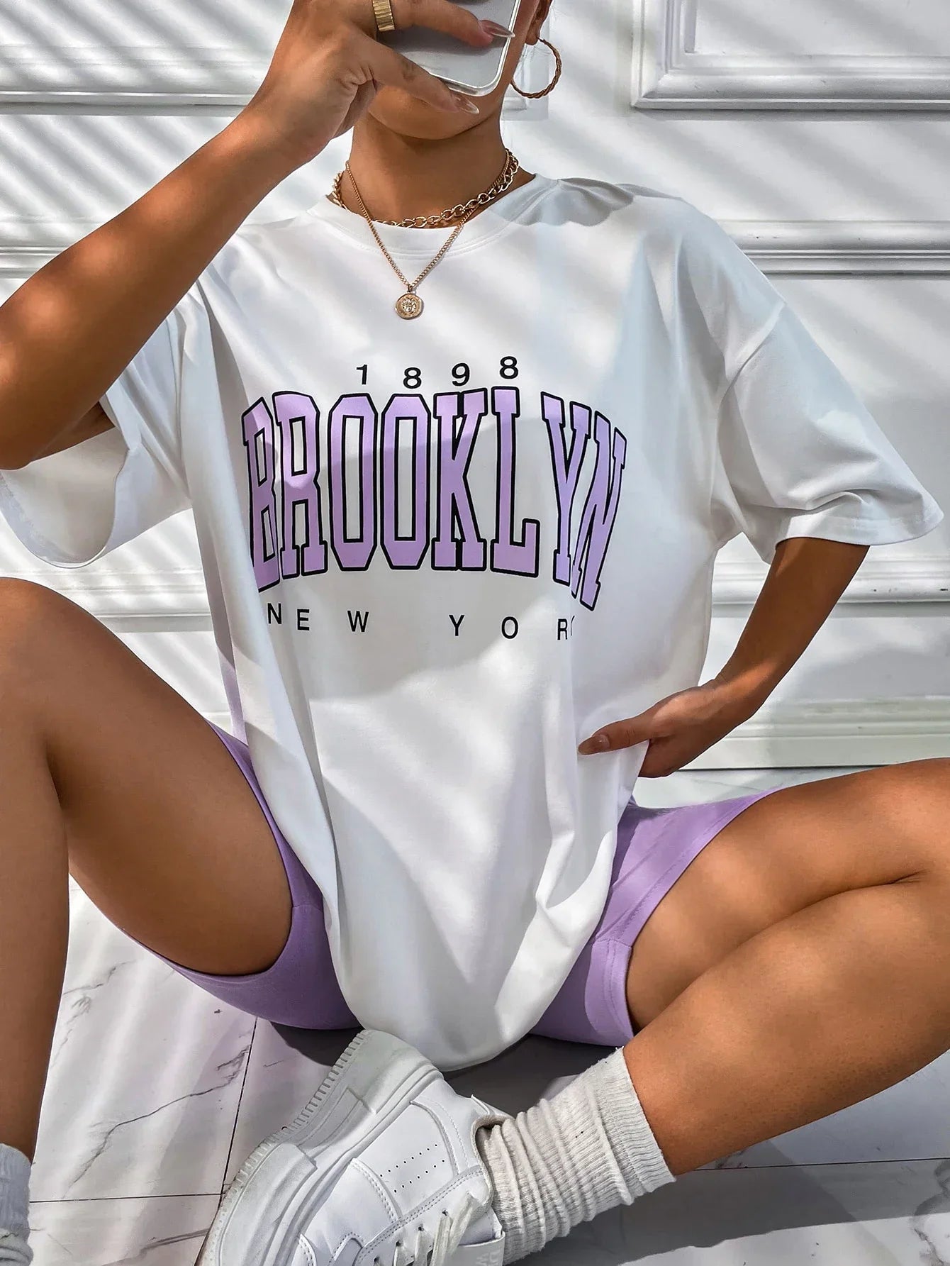 Camiseta para mujer 1898 Brooklyn York, camisetas con estampado de letras, camiseta negra, camiseta de verano para mujer, camiseta gráfica de los años 90, camisetas lindas para mujer