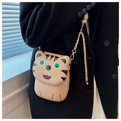 Cartoon Small Bag 2022 Summer New Fashion Printing Cute Funny Cat Style Single Shoulder Messenger Mobile Phone Bag