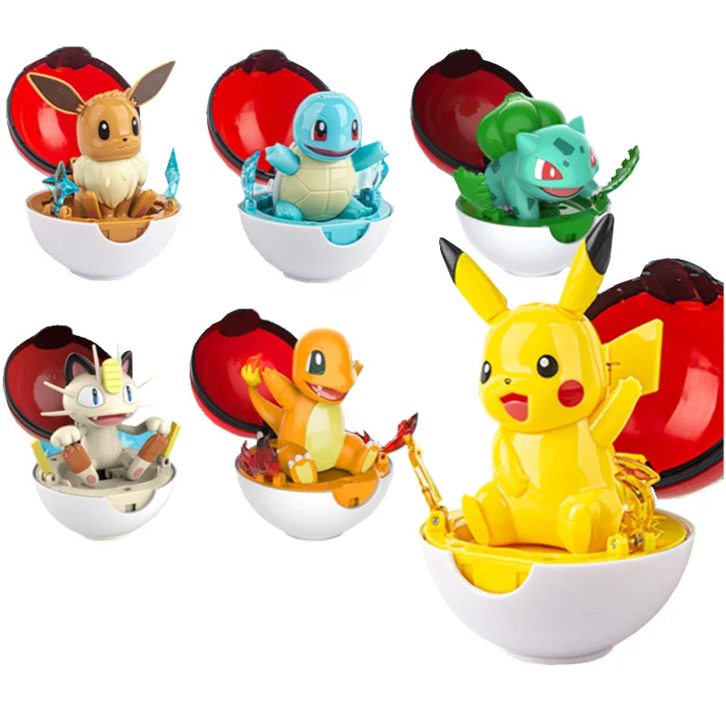 Genuine Pokemon Figures Pocket Monster Pet Elf Ball Box Deformation Toy Pikachu Anime Figure Model Kids Gift