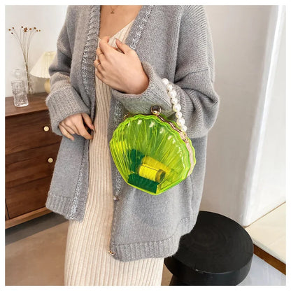 Sac à bandoulière en acrylique transparent pour femme, sac à main avec perles et chaînes, couleur bonbon, petits sacs à main