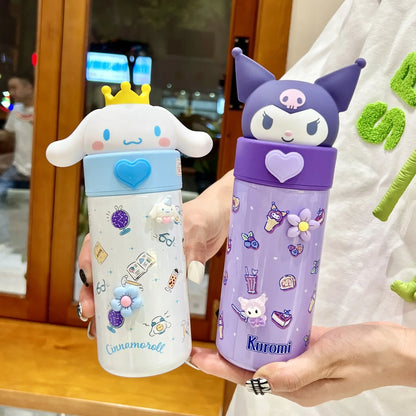 Bouteille isotherme en acier inoxydable Sanrio Hello Kitty 350 ml Kawaii Kuromi Cinnamoroll Melody pour enfants