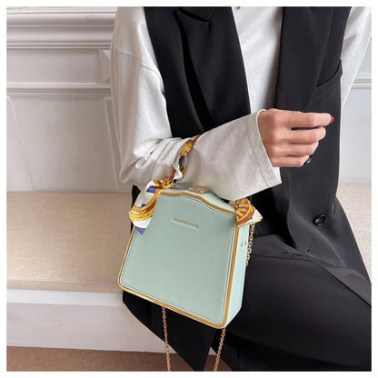 Silk scarf women's small square bag new fashion box bag brand retro chain handbag shoulder messenger bag