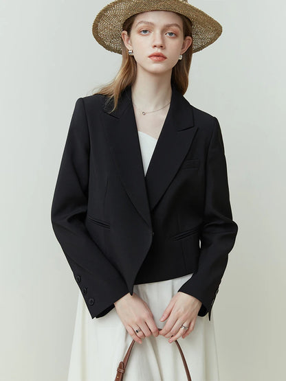 FSLE Commuter All-match Suit for Women Wide-leg Pants Suit New Short Blazer Jacket High Waist Loose Pan Two-piece Set Female