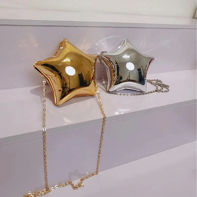 Smooth And Glossy Mini Chain Bag 2024 New Acrylic Evening Clutch Party Bags For Women Star Shape Luxury Designer Handbag A Purse