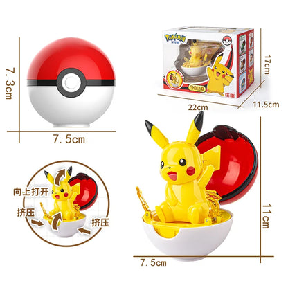 Genuine Pokemon Figures Pocket Monster Pet Elf Ball Box Deformation Toy Pikachu Anime Figure Model Kids Gift